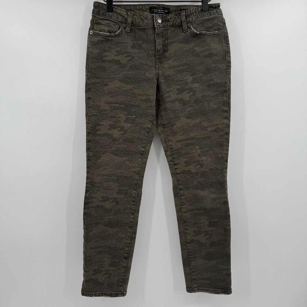 Lucky Brand Jeans Women 27 Green Lolita Skinny Camo Denim Stretch Low Rise